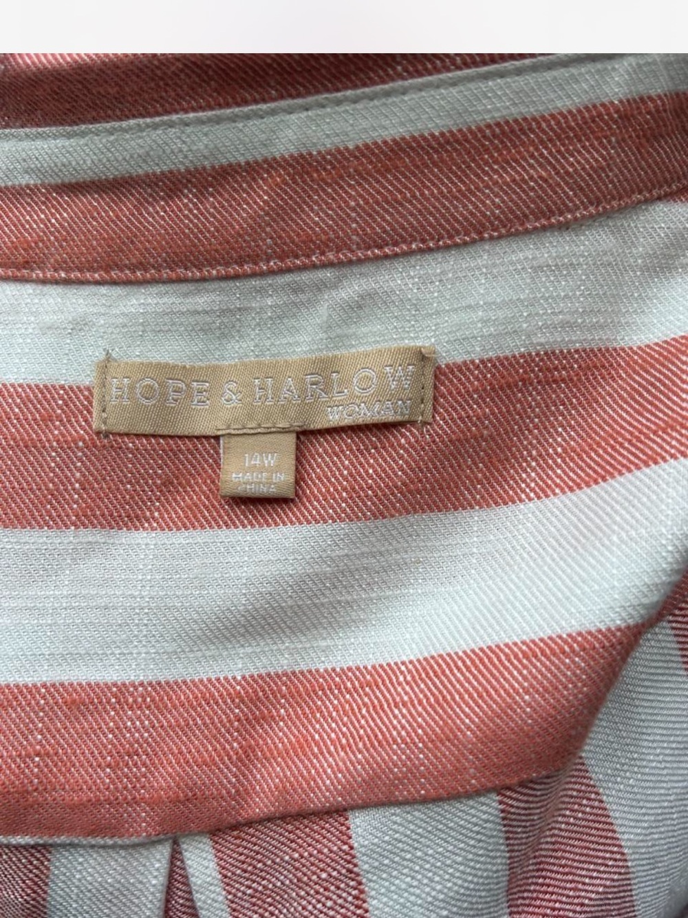 NWT Resort Hope & Harlow pink-orange and white striped button up dress Size 14 - Picture 4 of 7